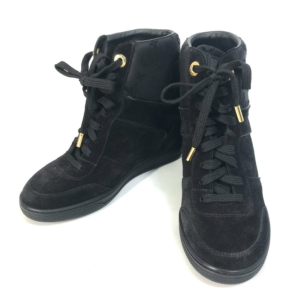 LOUIS VUITTON sneakers suede, suede black Monogram High cut Women 34