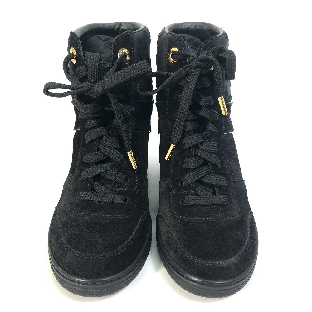 LOUIS VUITTON sneakers suede, suede black Monogram High cut Women 34