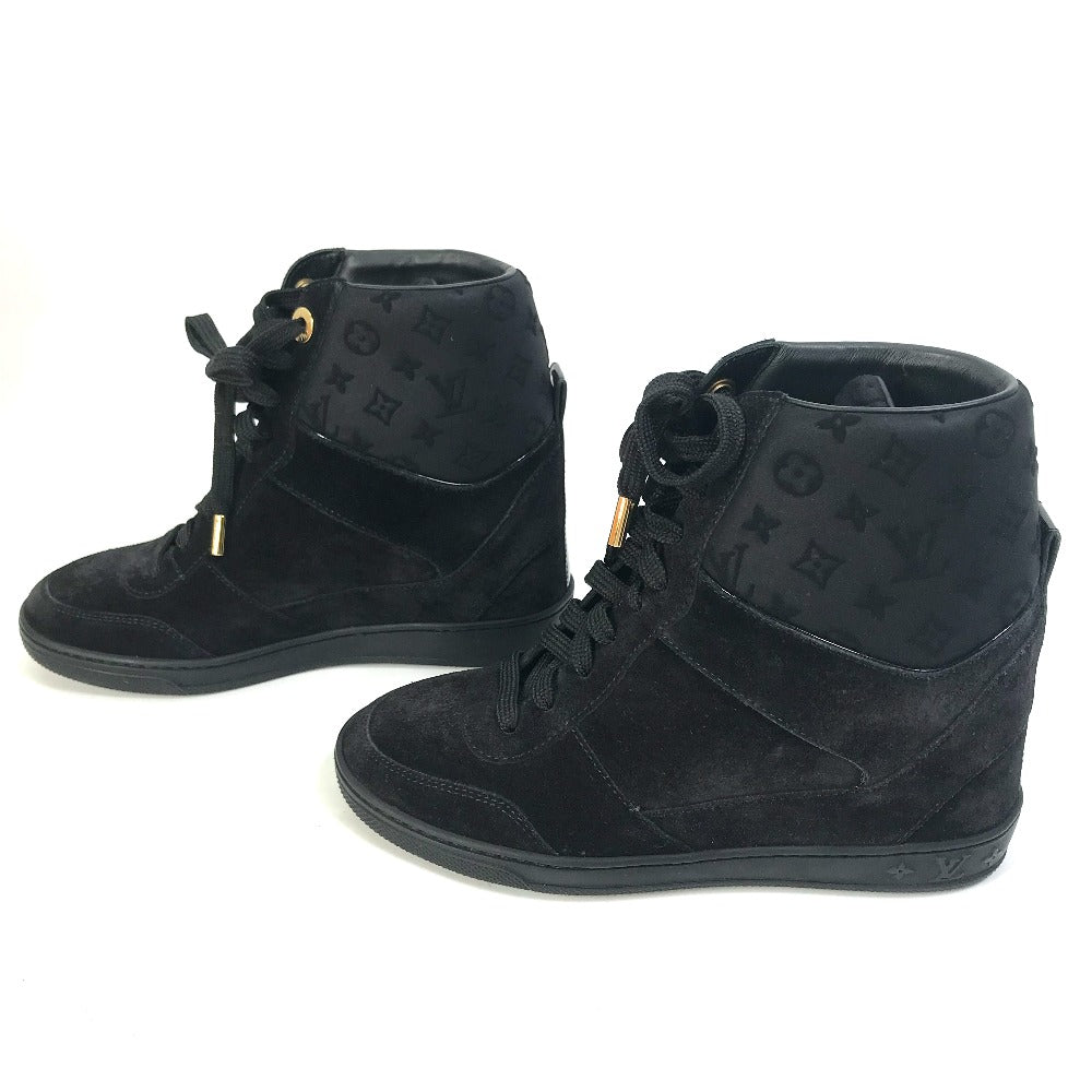 LOUIS VUITTON sneakers suede, suede black Monogram High cut Women 34
