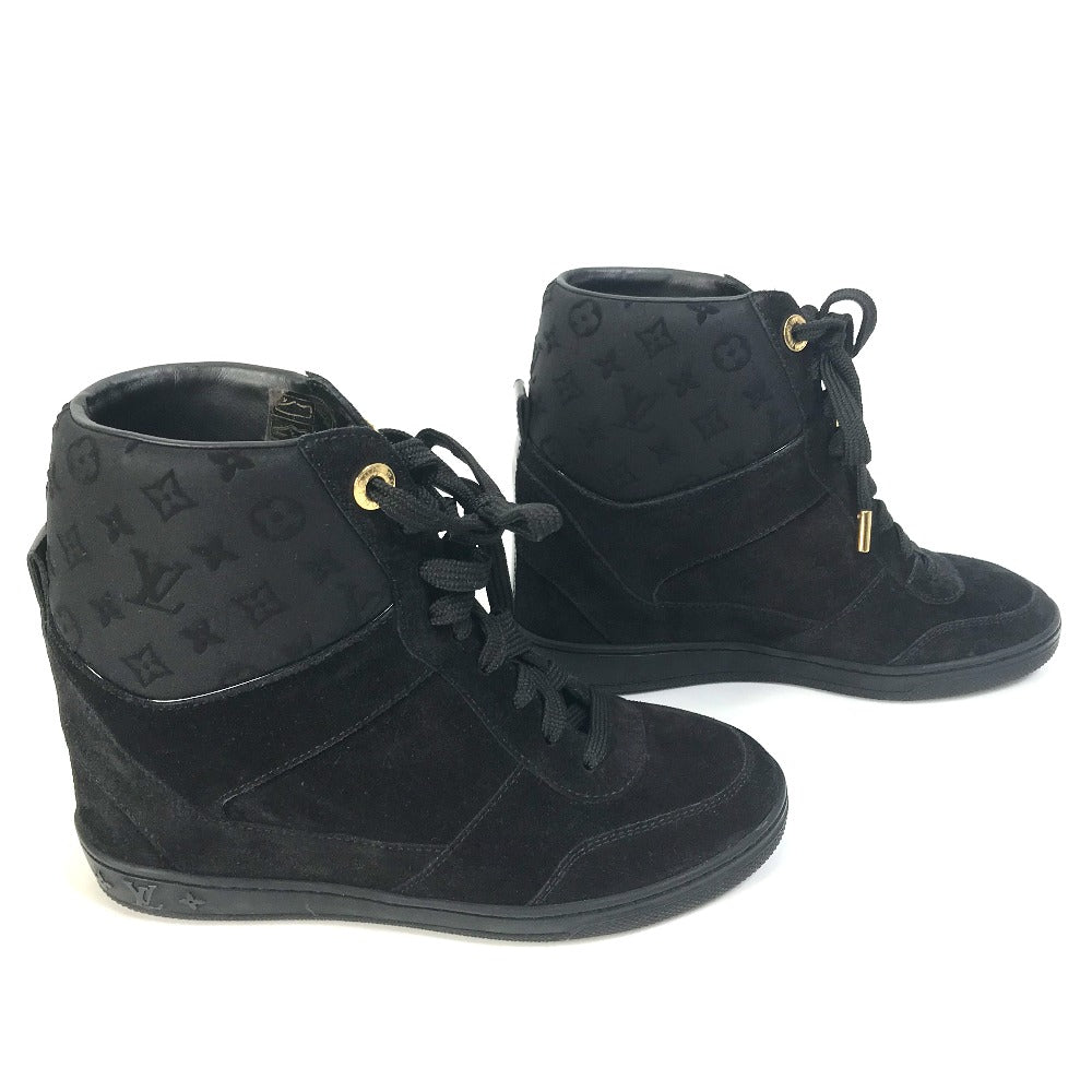 LOUIS VUITTON sneakers suede, suede black Monogram High cut Women 34
