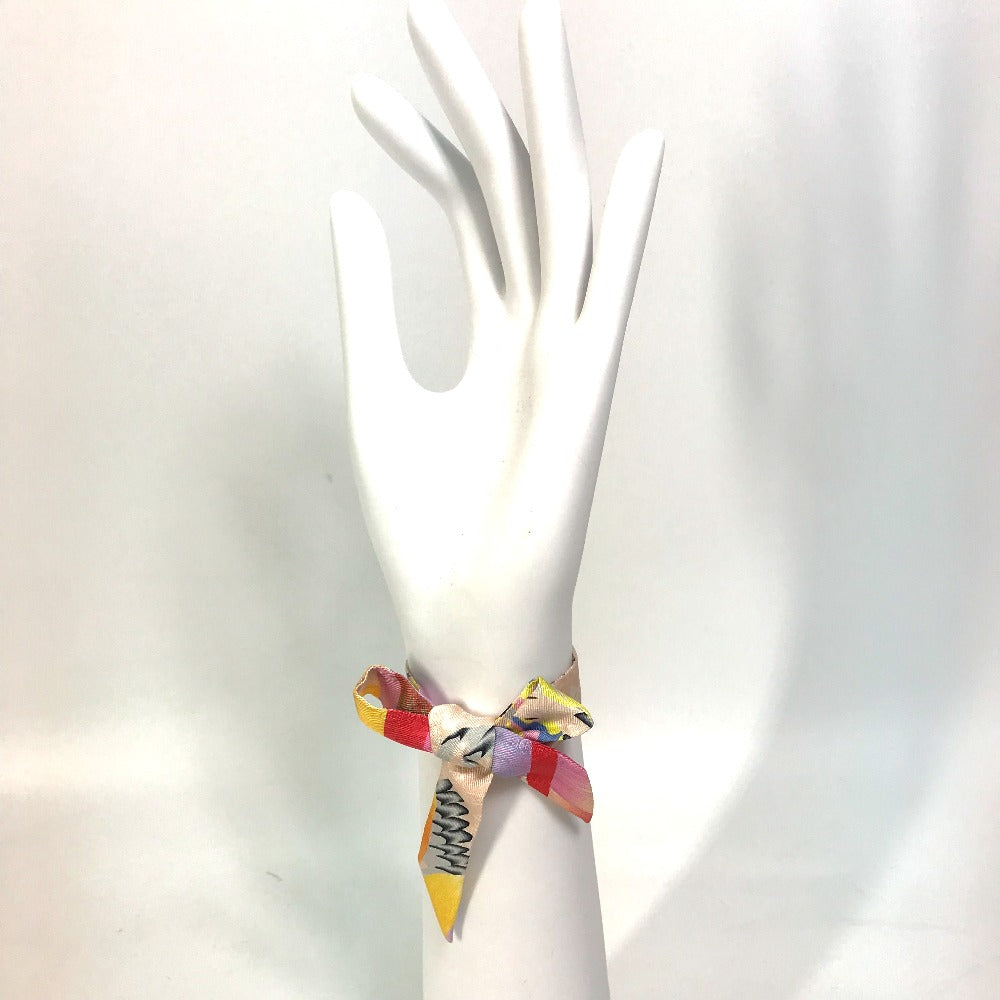 HERMES scarf silk multicolor ALLOVER MARBLE SILK Twilly Doll Women  d