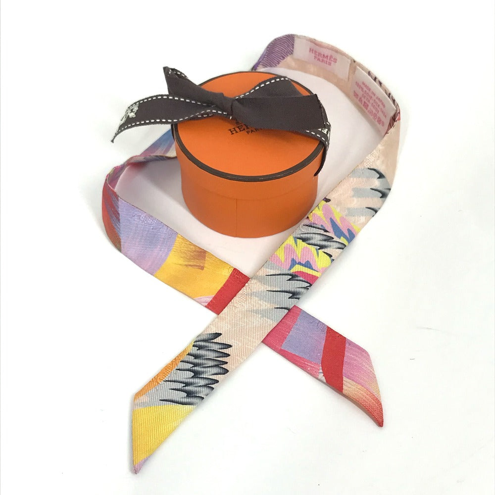 HERMES scarf silk multicolor ALLOVER MARBLE SILK Twilly Doll Women  d