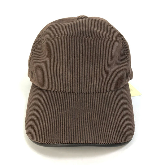 HERMES cap 072022N polyester Brown H logo Corduroy Women 57  d