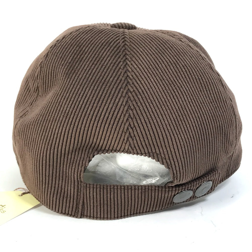 HERMES cap 072022N polyester Brown H logo Corduroy Women 57  d