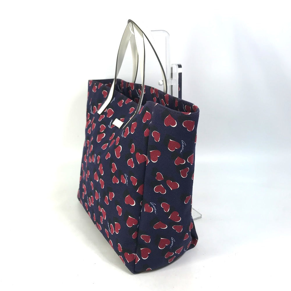 GUCCI Tote Bag 282439  Canvas / leather Navy heart Women Secondhand