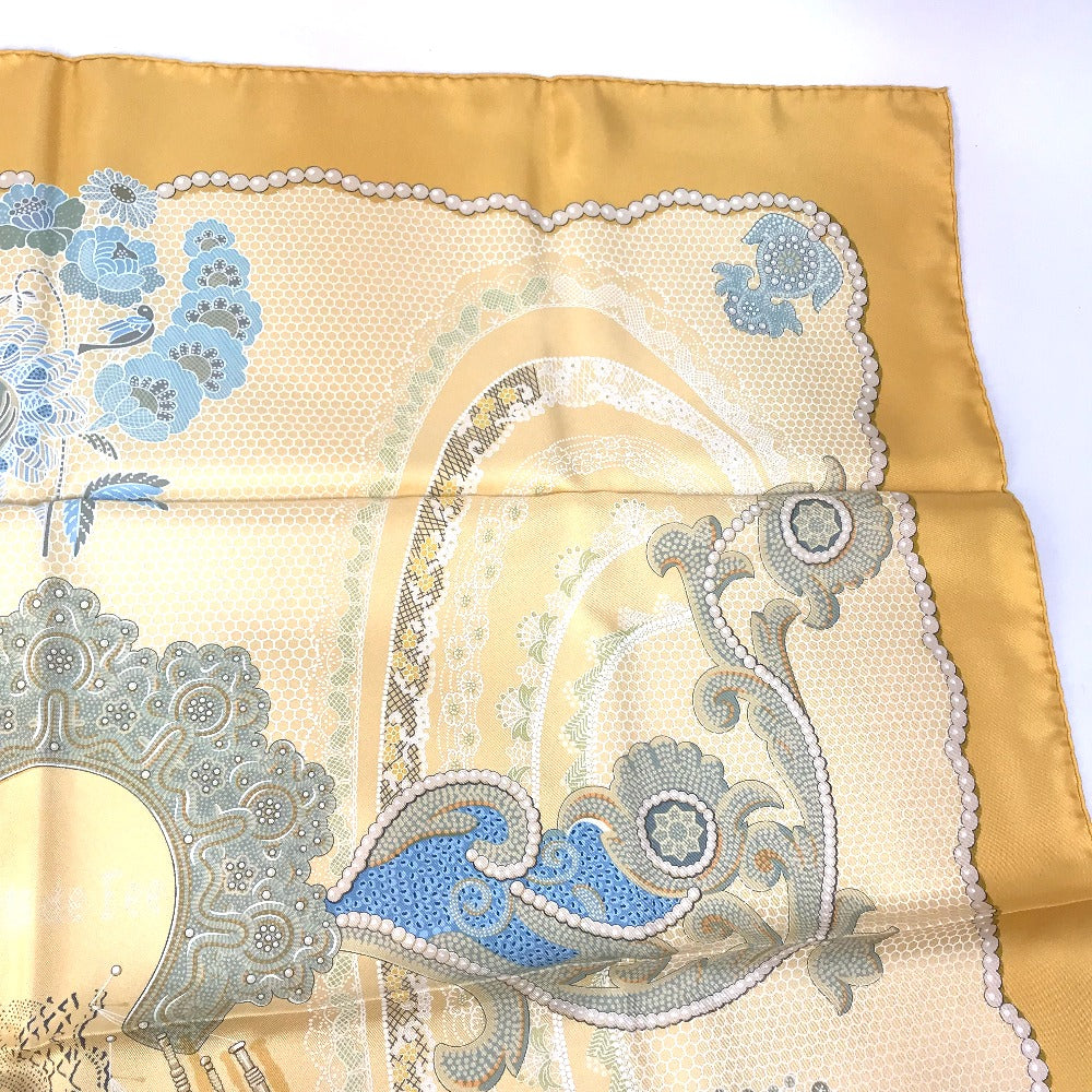 HERMES scarf silk yellow Doigts de Fee Fairy finger Women  d