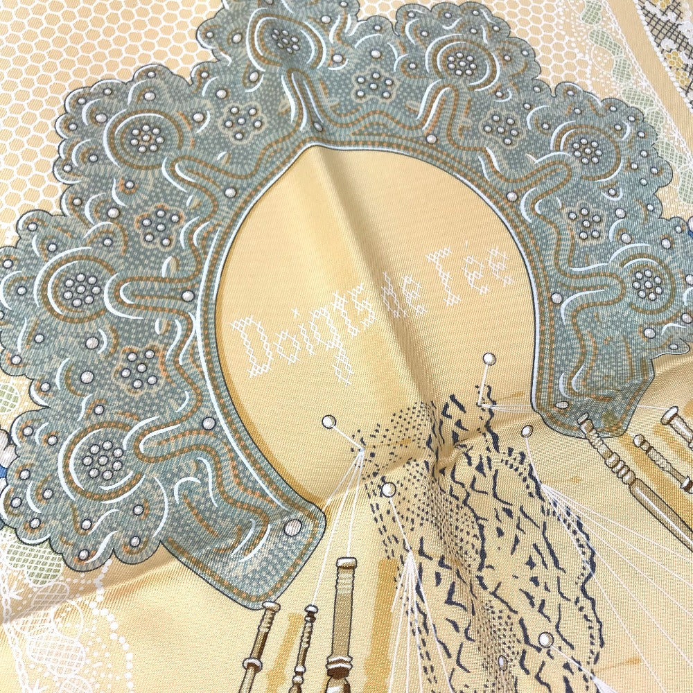 HERMES scarf silk yellow Doigts de Fee Fairy finger Women  d