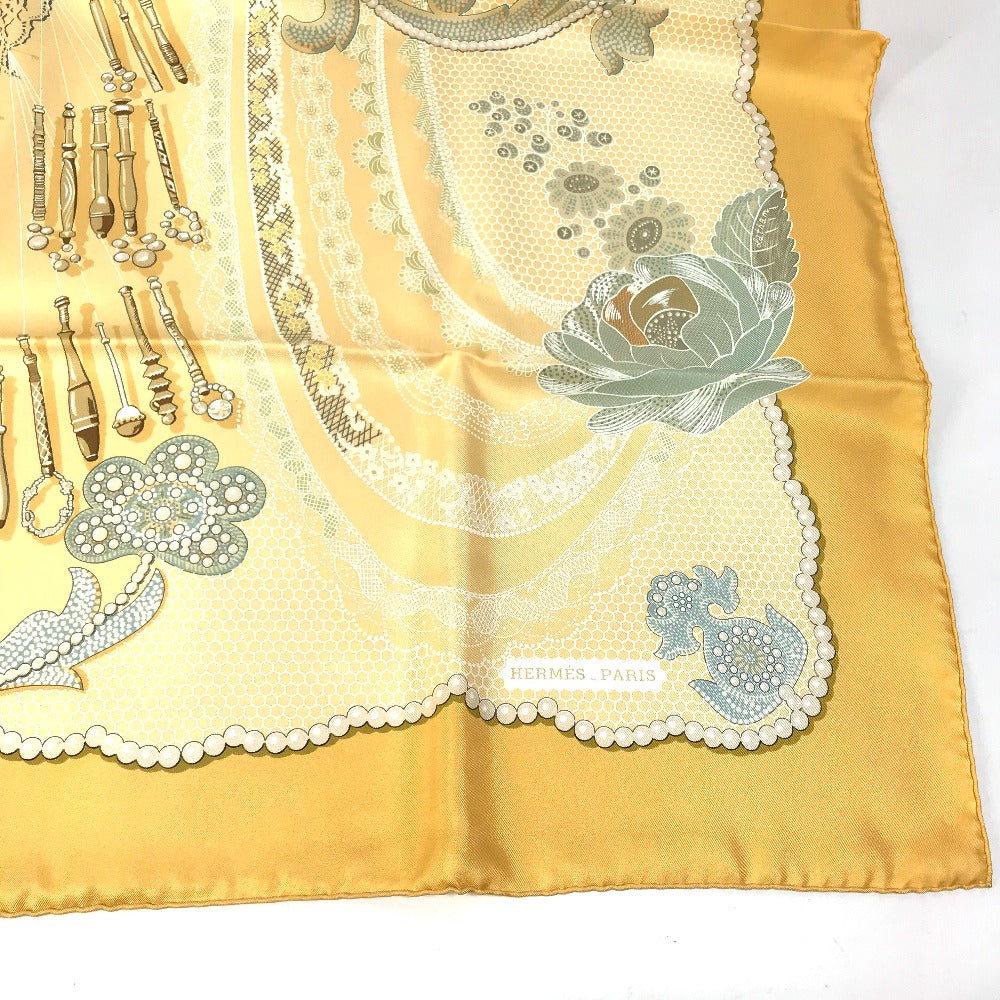 HERMES scarf silk yellow Doigts de Fee Fairy finger Women  d