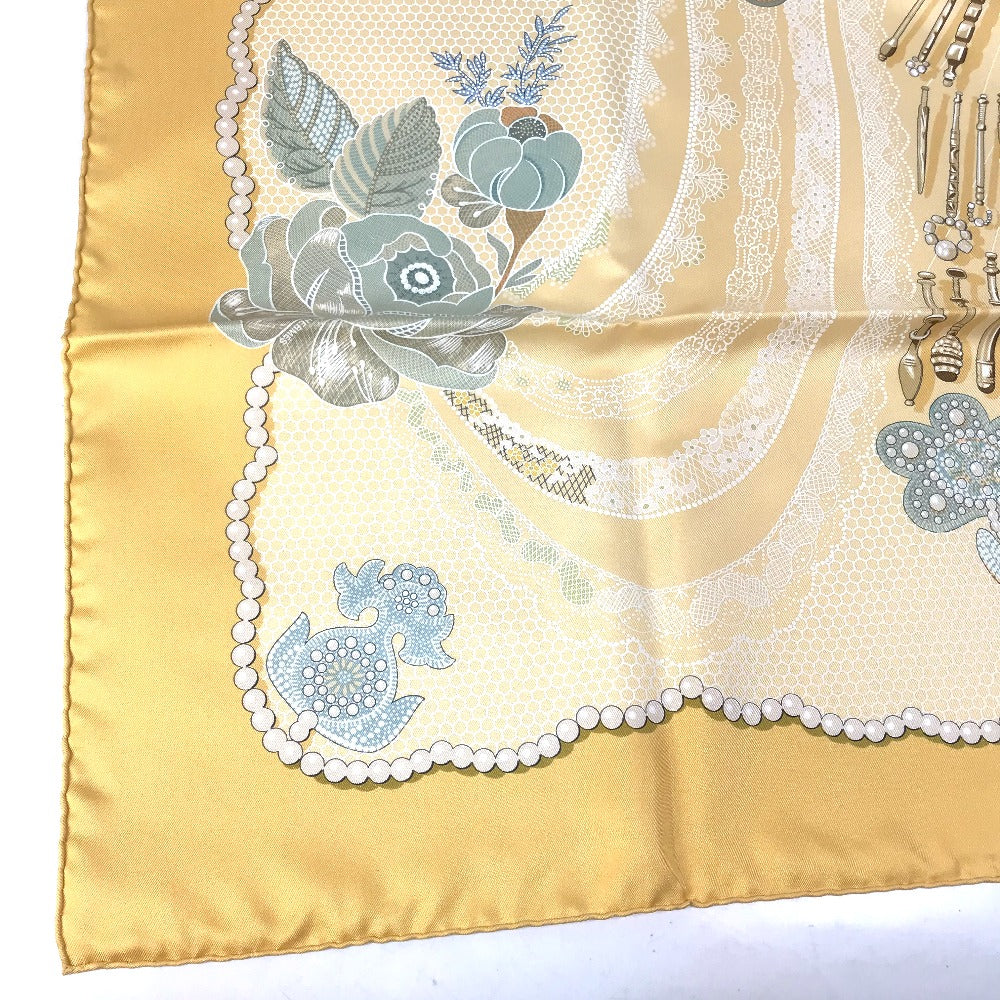 HERMES scarf silk yellow Doigts de Fee Fairy finger Women  d