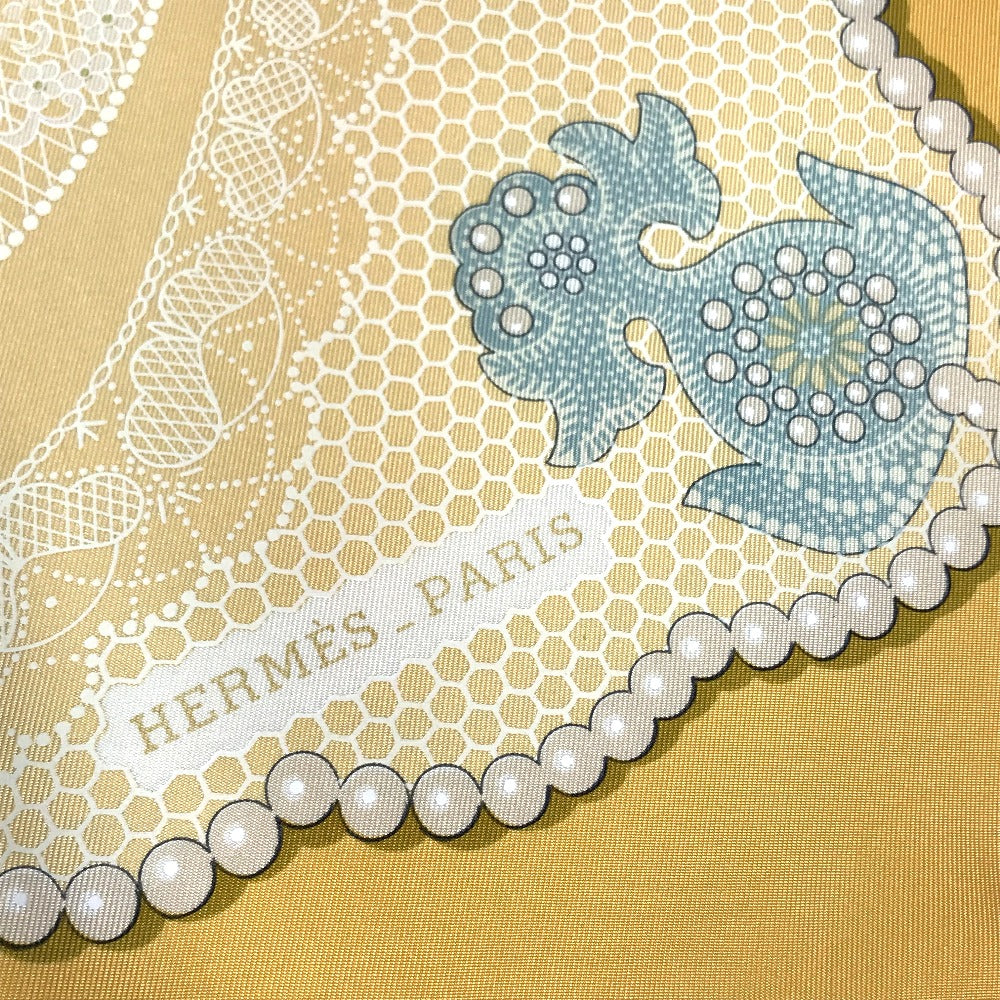 HERMES scarf silk yellow Doigts de Fee Fairy finger Women  d