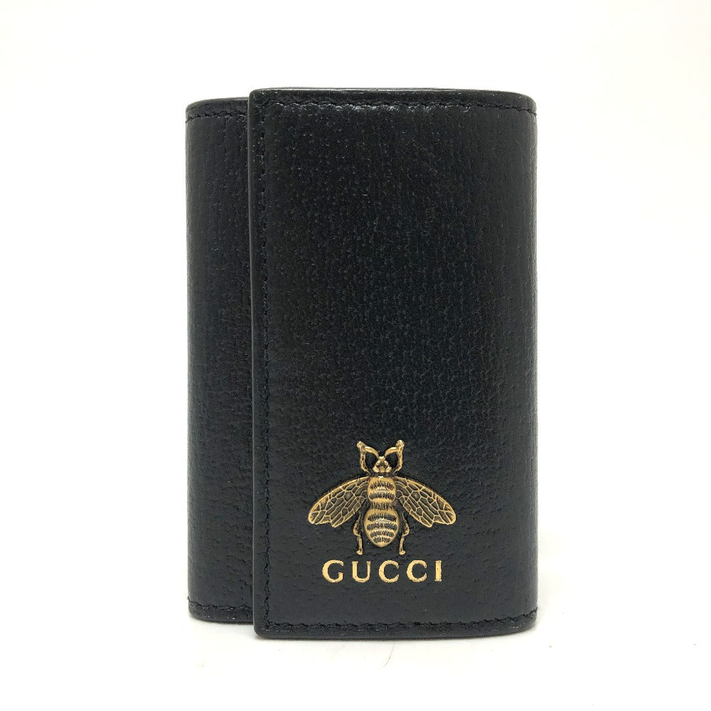 GUCCI Key case Key holder  523683 leather black BEE six hooks Women