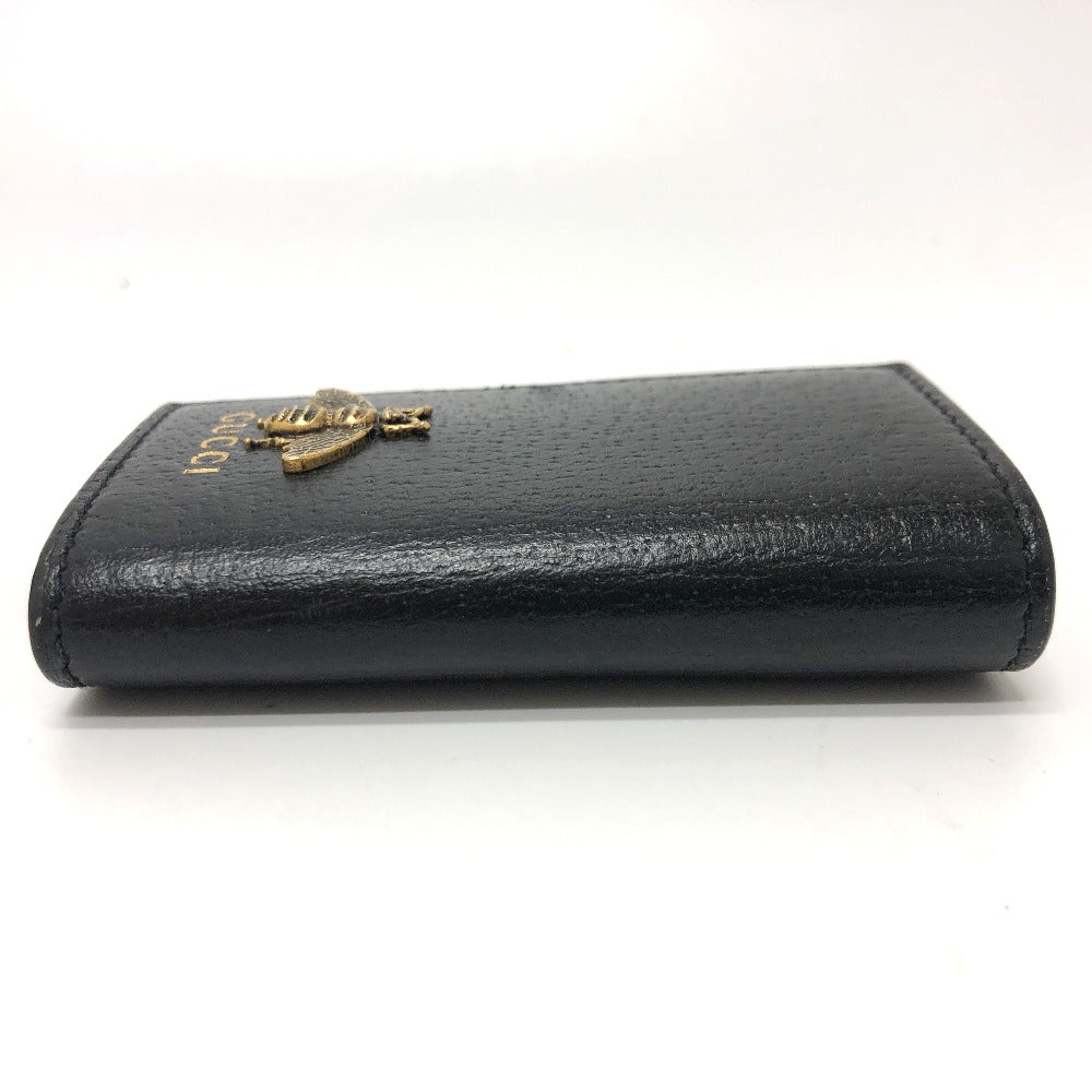 GUCCI Key case Key holder  523683 leather black BEE six hooks Women