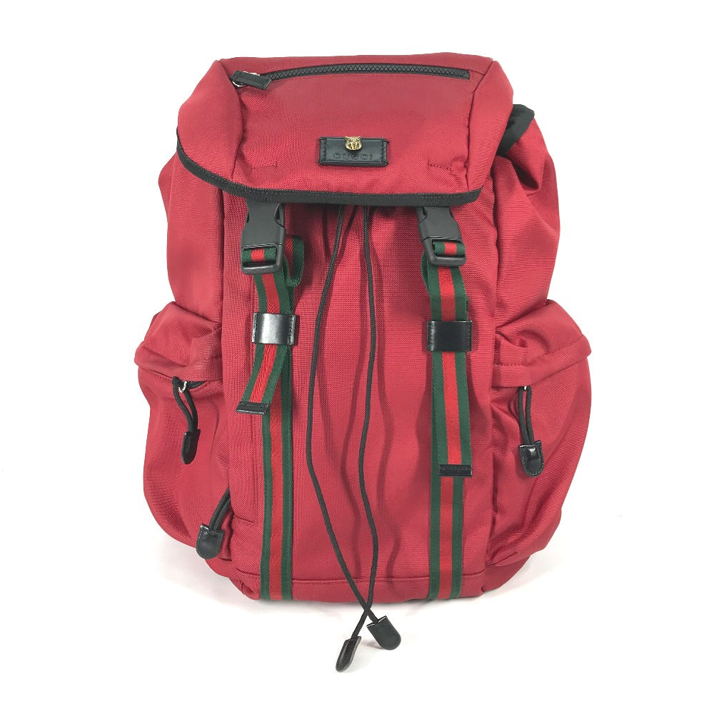 GUCCI Backpack 429037 Nylon / leather Red Sherry tiger cat head mens