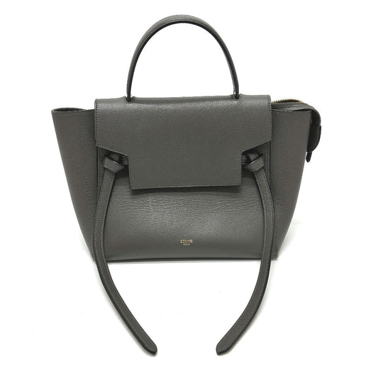 CELINE Handbag 189153  leather gray logo Belt bag micro Women
