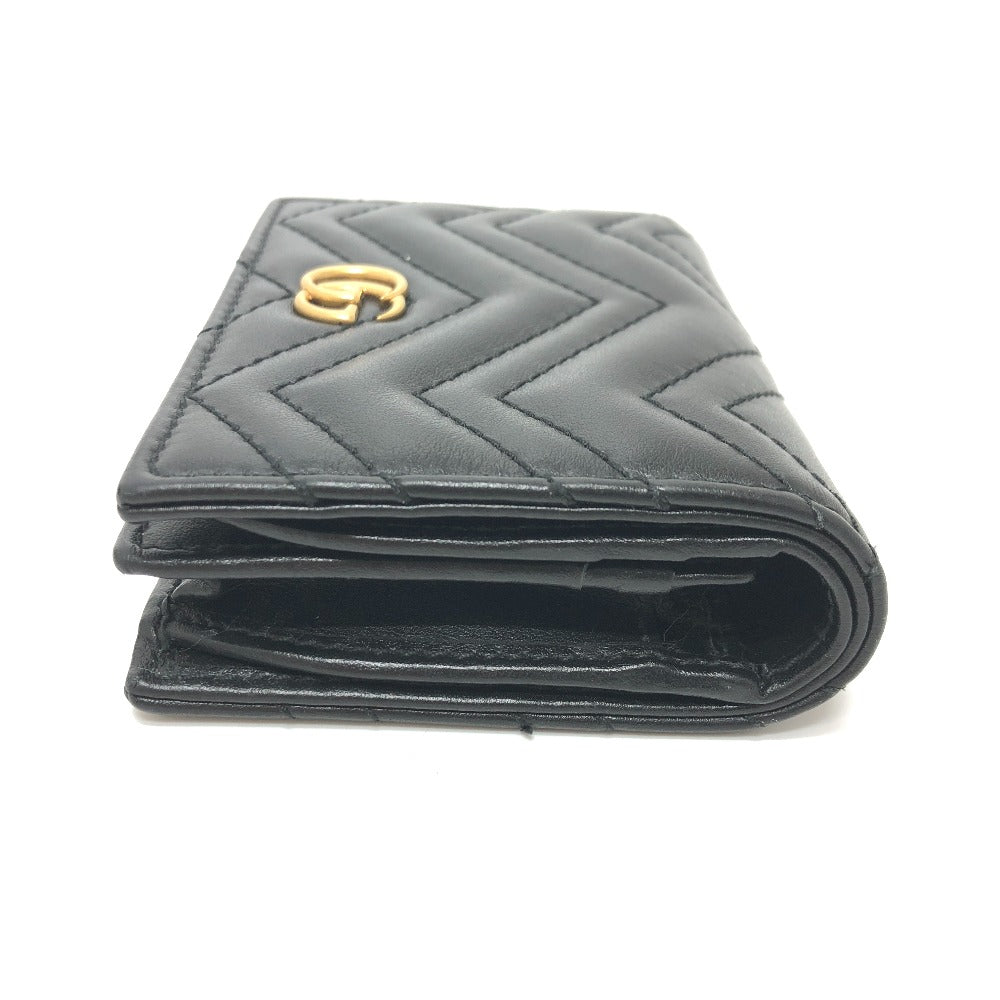 GUCCI Folded wallet 466492 leather black GG Marmont quilting Women Secondhand
