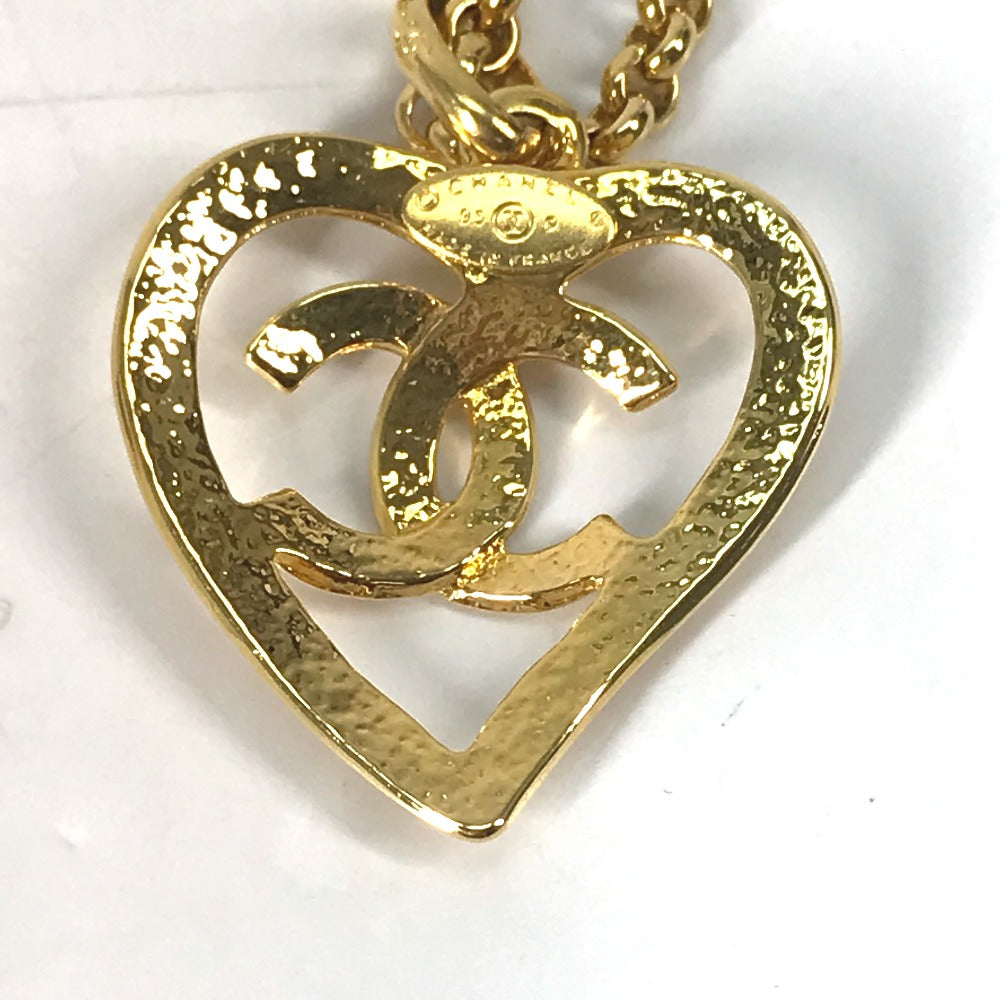 CHANEL Necklace Gold Plated gold   Heart CC COCO Mark
