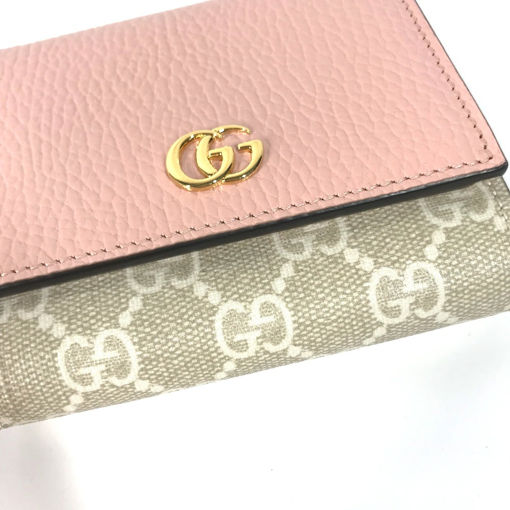 GUCCI Folded wallet 598587 GG Supreme Canvas Pink x Beige type GG Supreme GG Marmont Women Secondhand