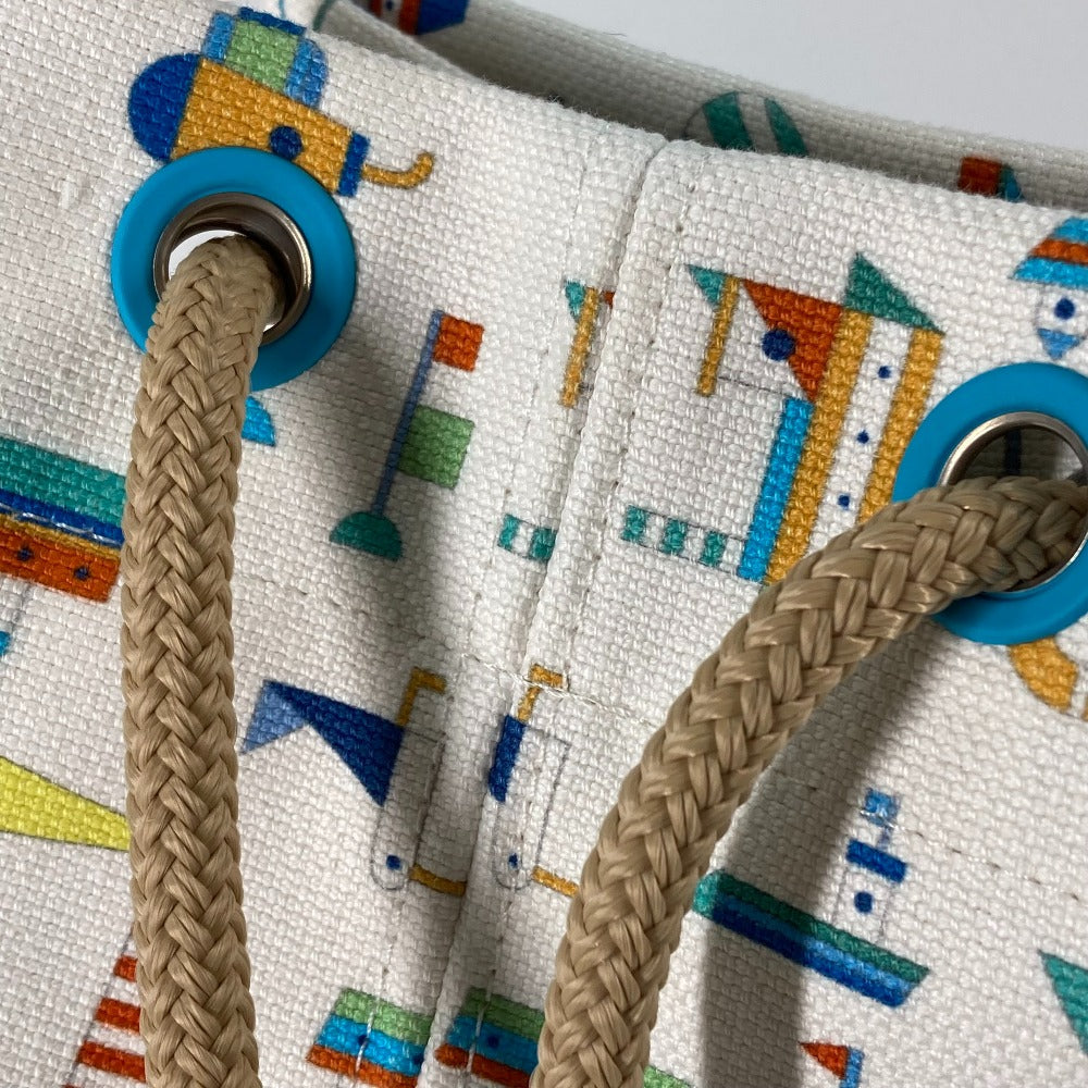 HERMES Shoulder Bag cotton White x blue marine print Petit Chartier Kids  d