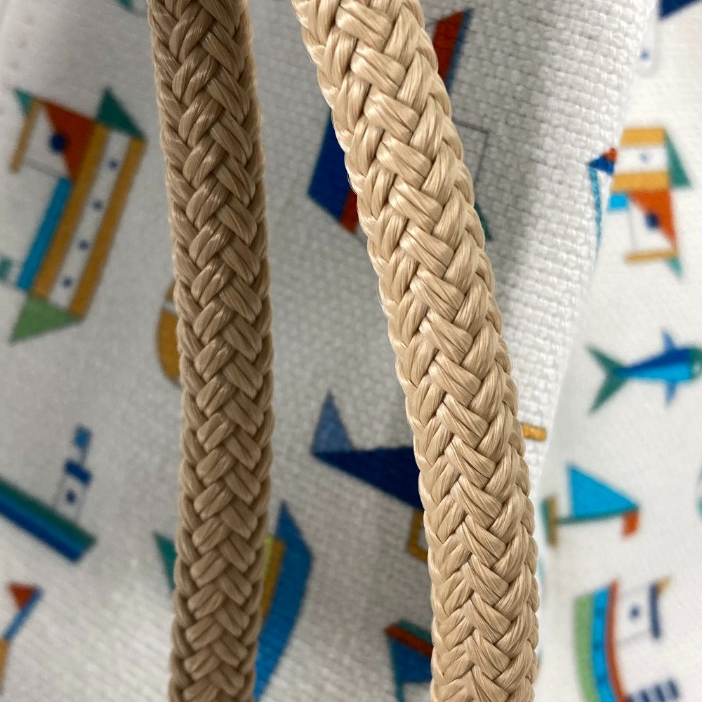 HERMES Shoulder Bag cotton White x blue marine print Petit Chartier Kids  d