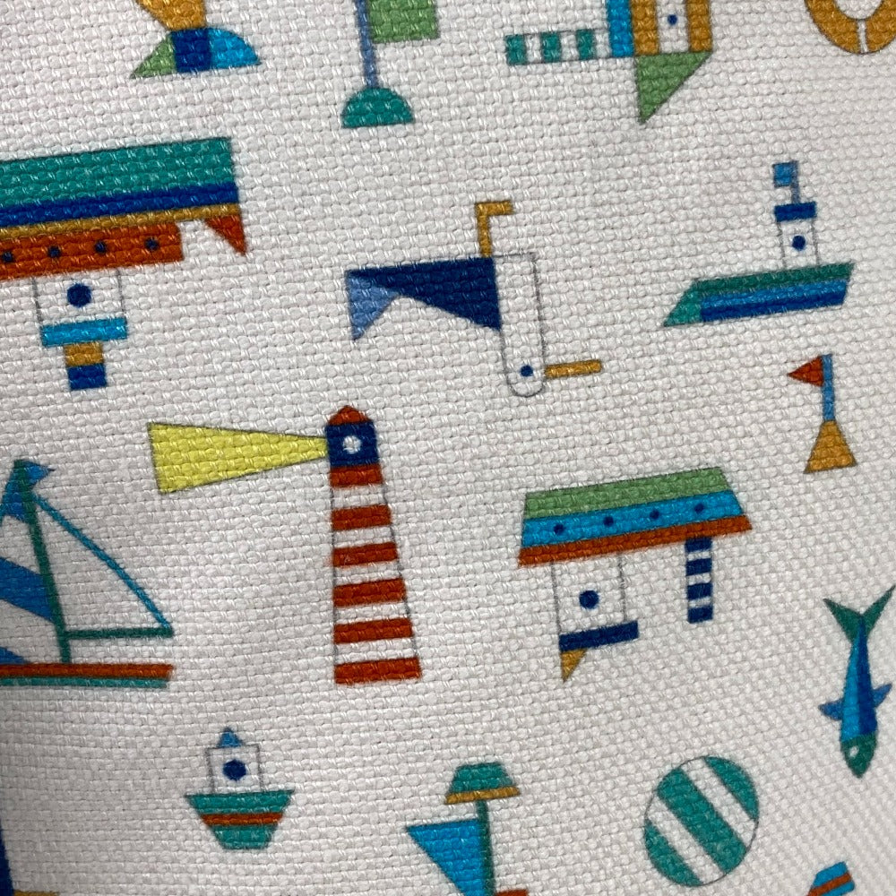 HERMES Shoulder Bag cotton White x blue marine print Petit Chartier Kids  d