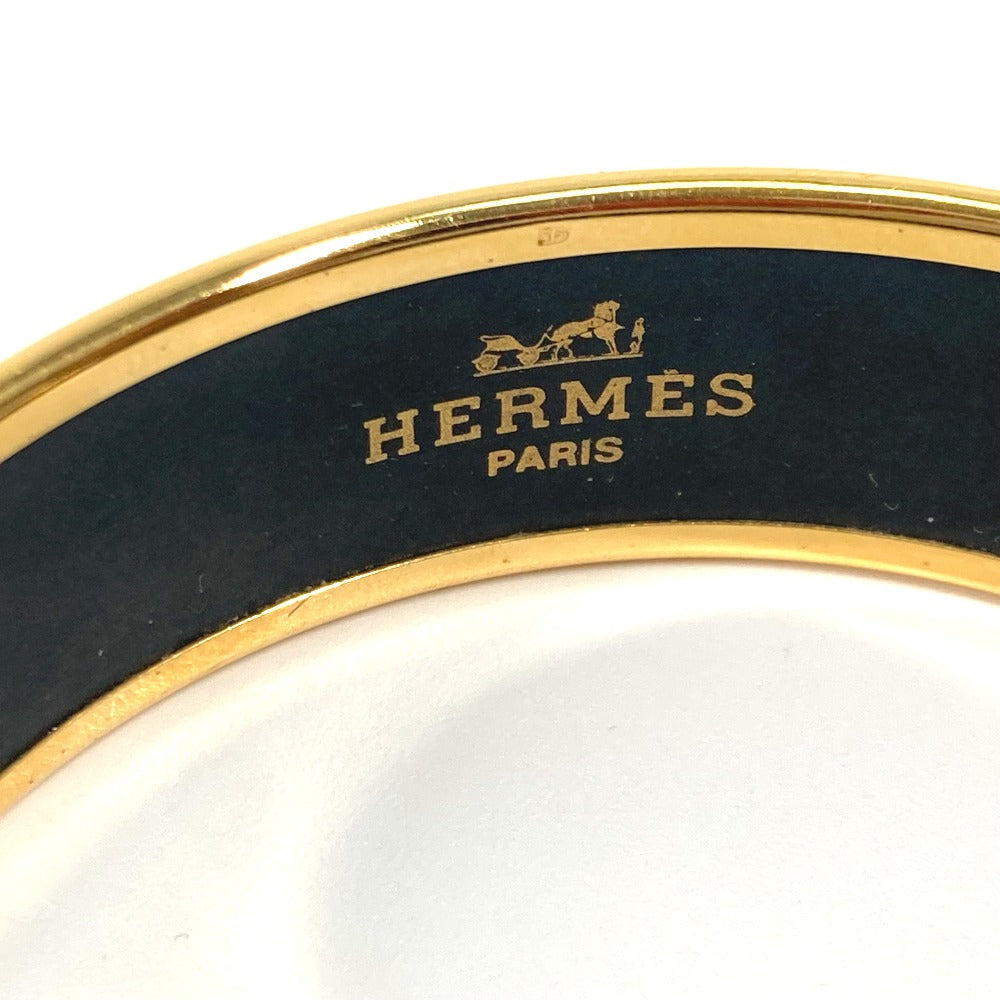 HERMES Bangle Cloisonne Black x Gold Horse horse Emaille GM Women  d