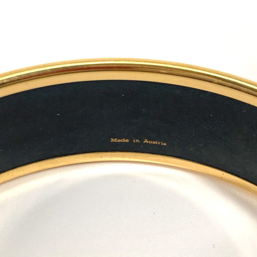 HERMES Bangle Cloisonne Black x Gold Horse horse Emaille GM Women  d