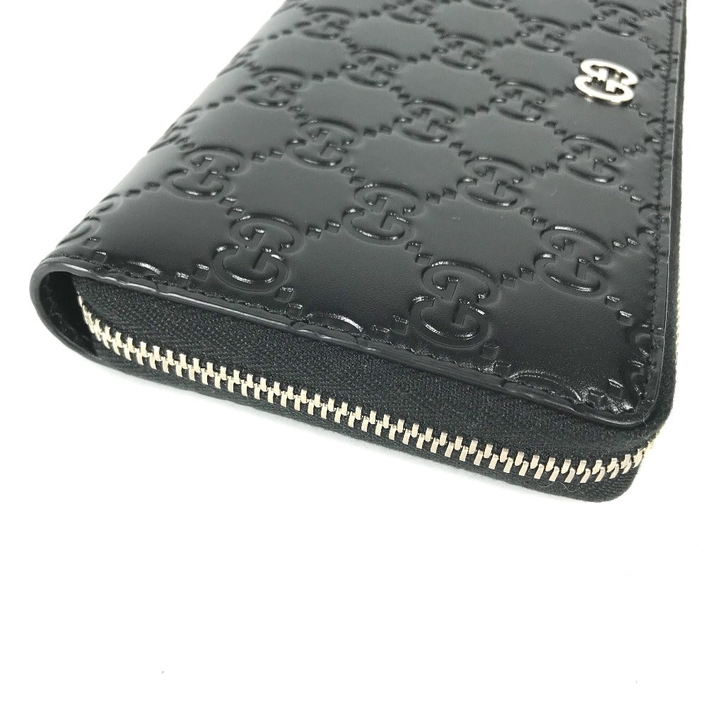 GUCCI Long Wallet Purse 473928 leather black GG long wallet Guccisima mens Secondhand