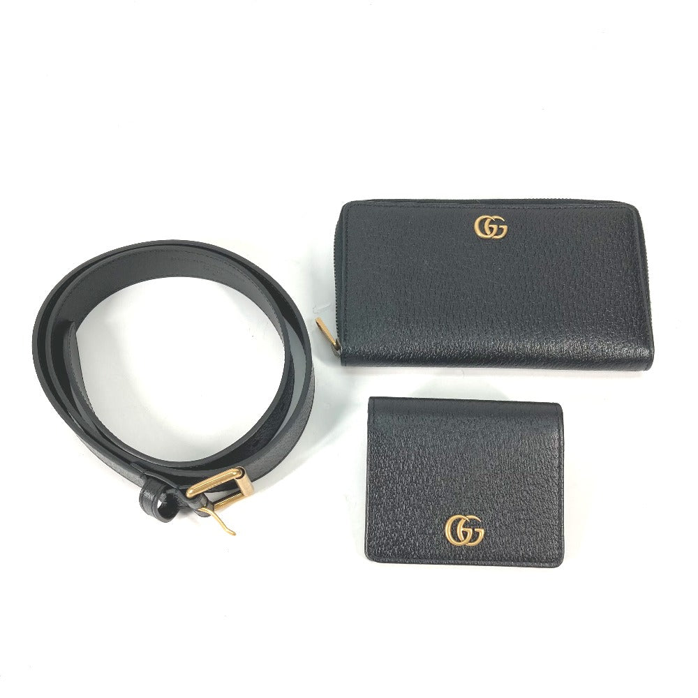 GUCCI Long Wallet Purse 699304 leather black Belt bag Waist bag GG mens