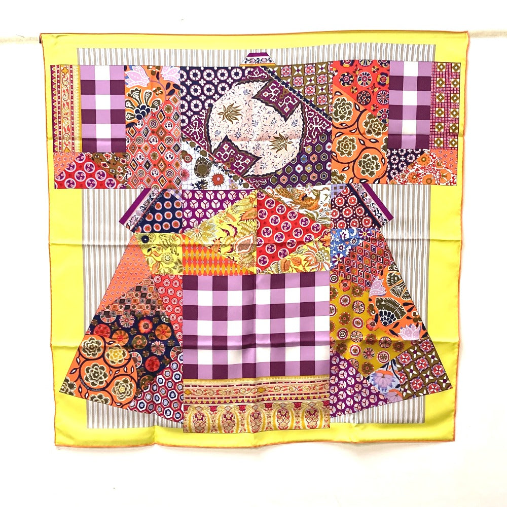 HERMES scarf silk Yellow x multicolor Carre 90 LArt du Sarasa Sarasa Art Women  d