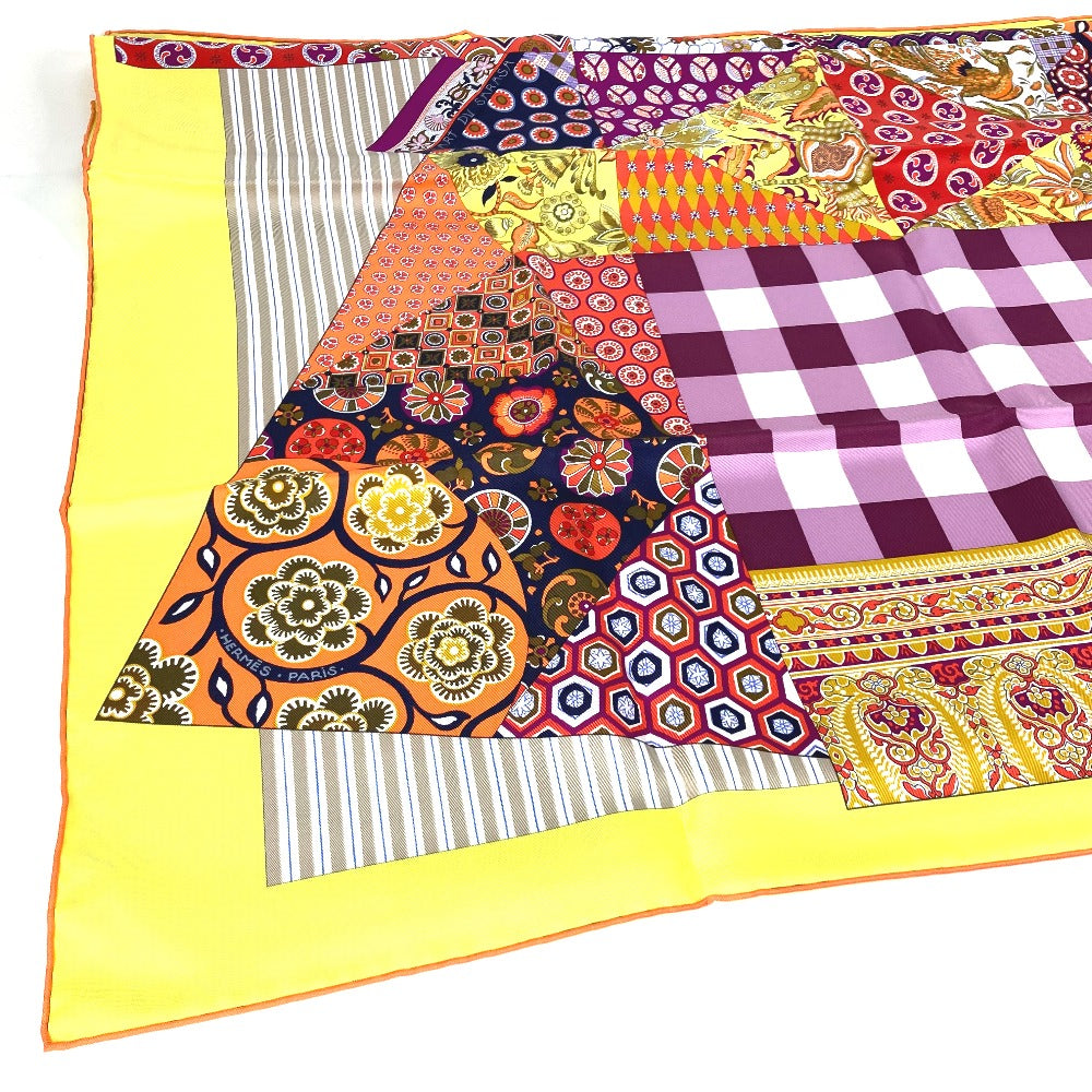 HERMES scarf silk Yellow x multicolor Carre 90 LArt du Sarasa Sarasa Art Women  d