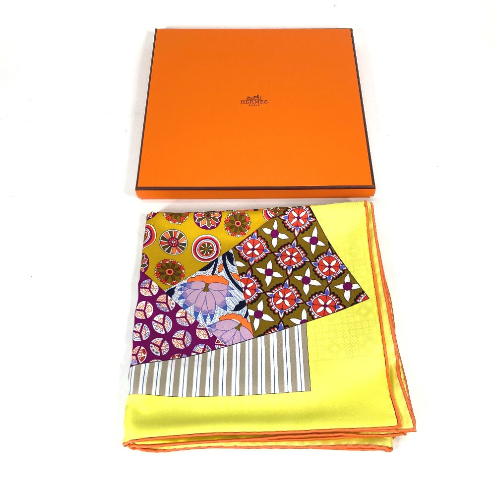 HERMES scarf silk Yellow x multicolor Carre 90 LArt du Sarasa Sarasa Art Women  d