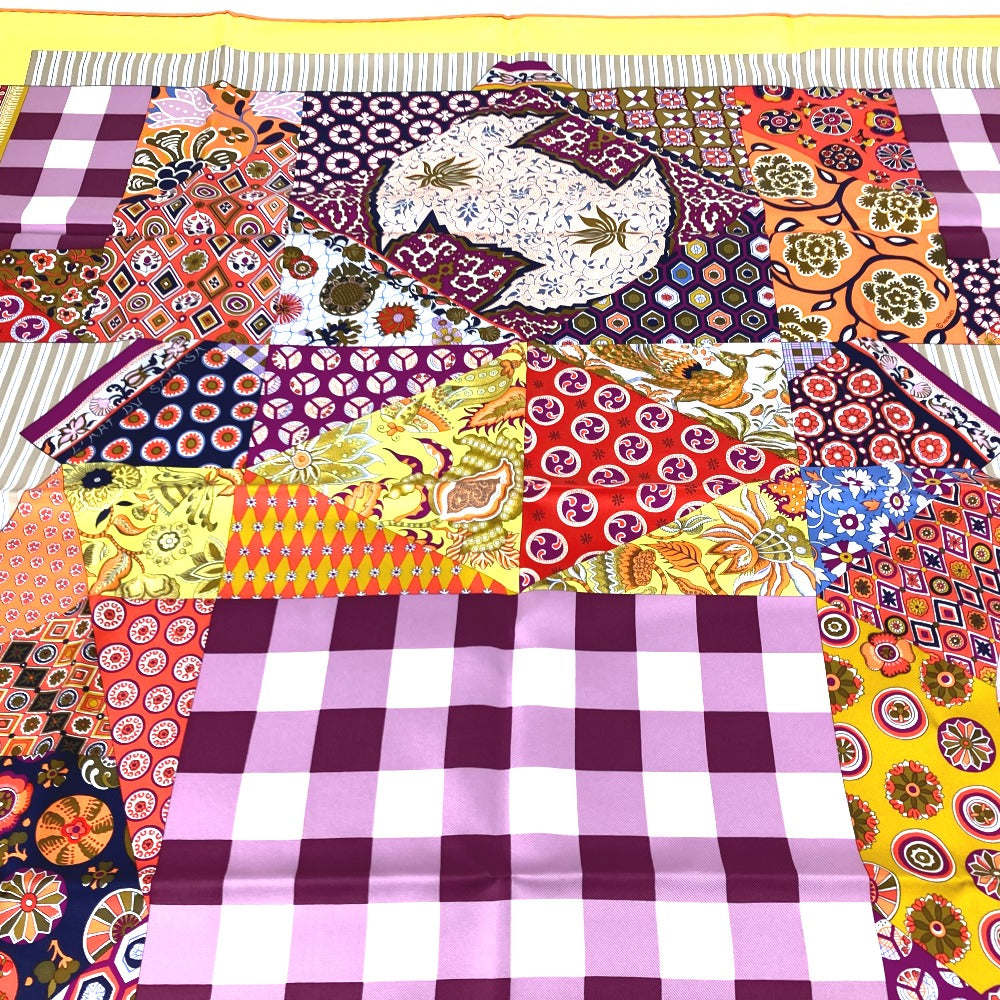 HERMES scarf silk Yellow x multicolor Carre 90 LArt du Sarasa Sarasa Art Women  d
