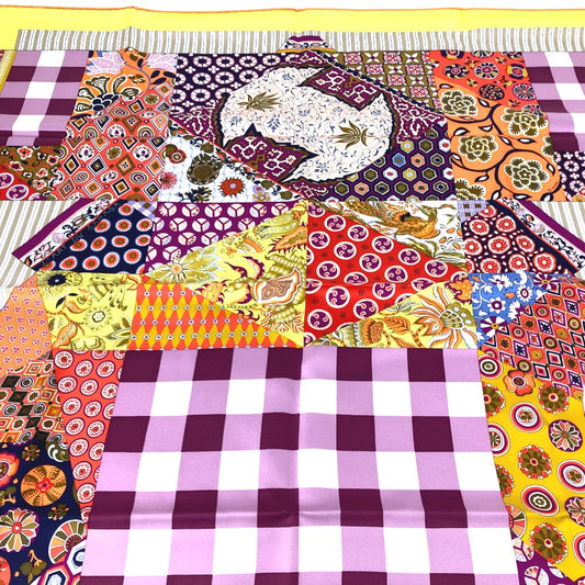 HERMES scarf silk Yellow x multicolor Carre 90 LArt du Sarasa Sarasa Art Women  d