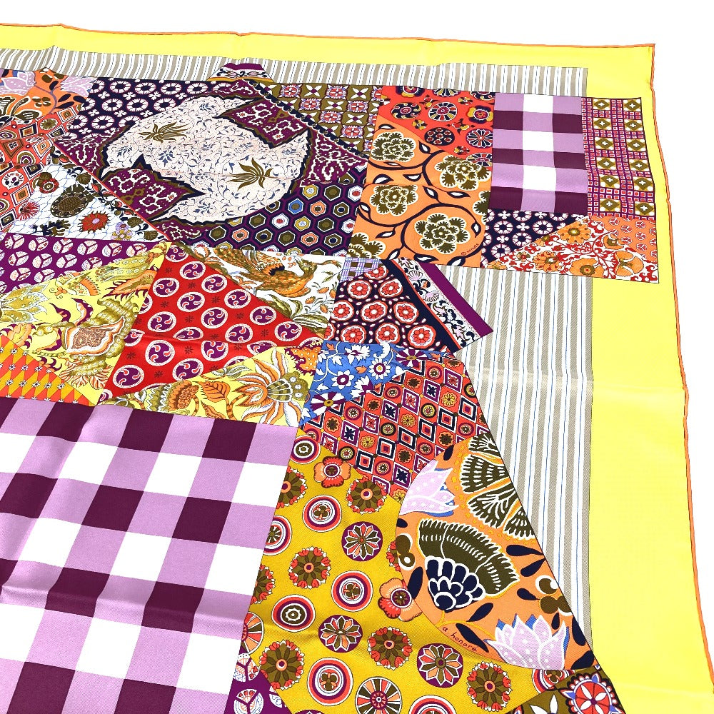 HERMES scarf silk Yellow x multicolor Carre 90 LArt du Sarasa Sarasa Art Women  d