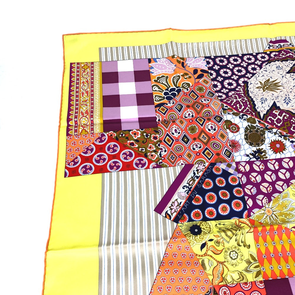 HERMES scarf silk Yellow x multicolor Carre 90 LArt du Sarasa Sarasa Art Women  d
