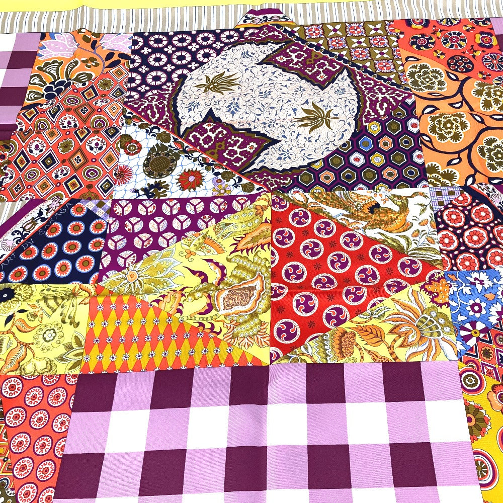 HERMES scarf silk Yellow x multicolor Carre 90 LArt du Sarasa Sarasa Art Women  d