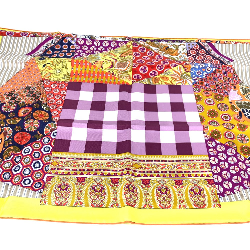 HERMES scarf silk Yellow x multicolor Carre 90 LArt du Sarasa Sarasa Art Women  d