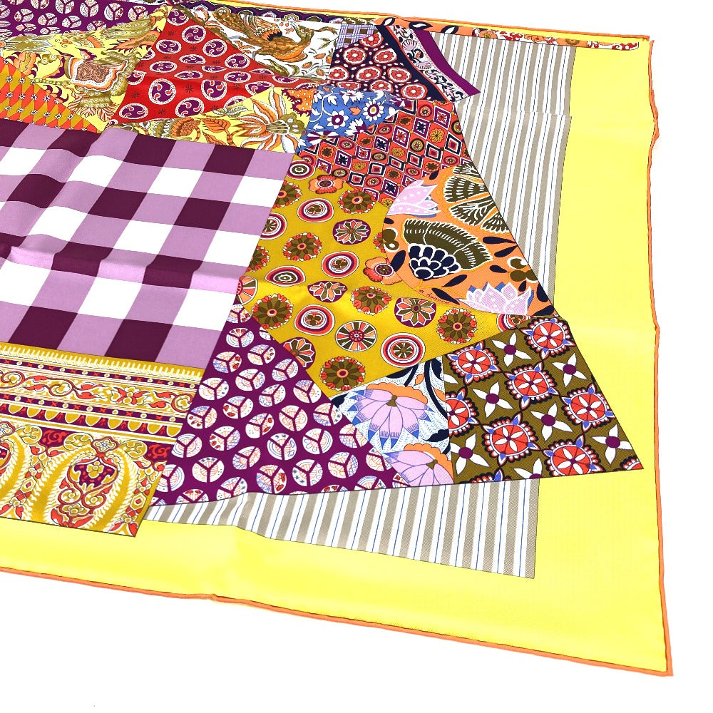 HERMES scarf silk Yellow x multicolor Carre 90 LArt du Sarasa Sarasa Art Women  d
