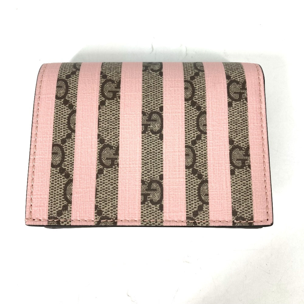 GUCCI Folded wallet 701489 GG Supreme Canvas Pink x Beige GG Supreme Stripe ice cream Women