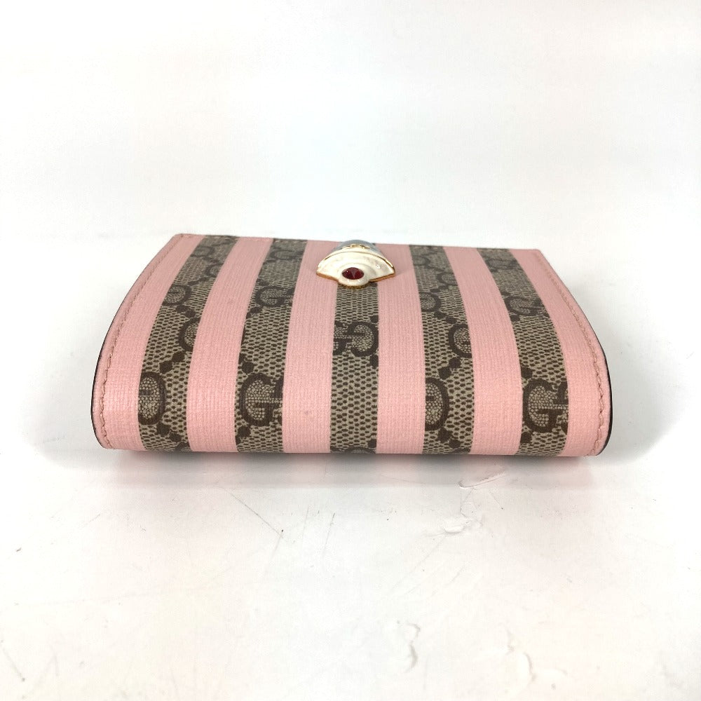 GUCCI Folded wallet 701489 GG Supreme Canvas Pink x Beige GG Supreme Stripe ice cream Women