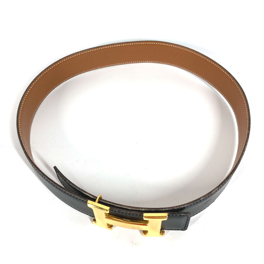 HERMES belt Calf leather Black x Leather H belt Constance Women 65  d
