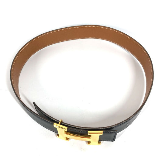 HERMES belt Calf leather Black x Leather H belt Constance Women 65  d