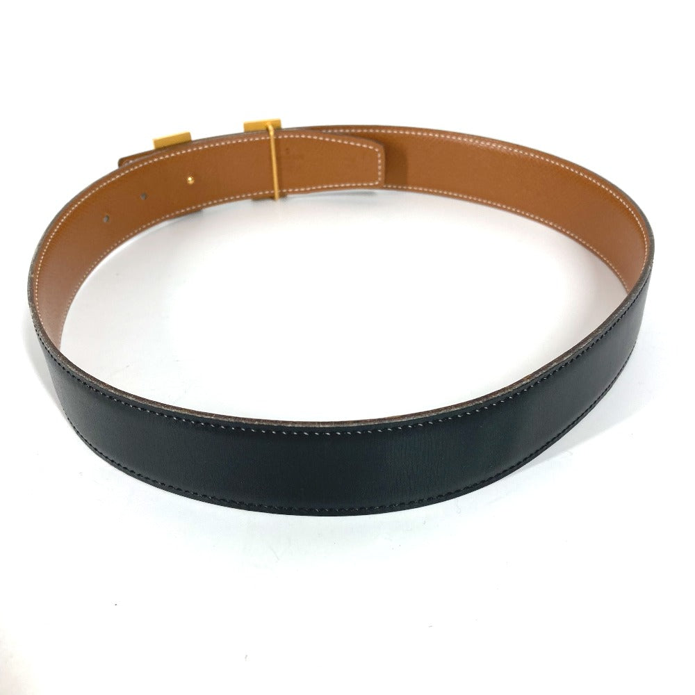 HERMES belt Calf leather Black x Leather H belt Constance Women 65  d