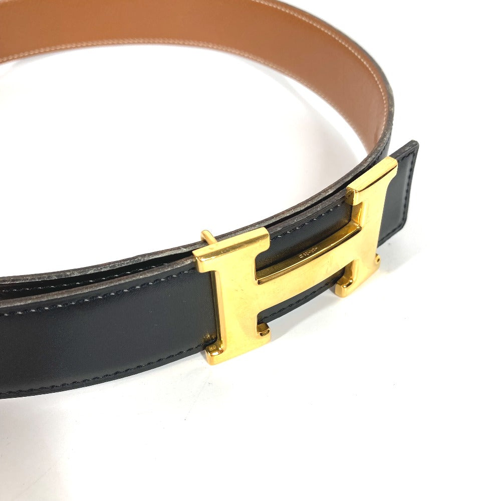 HERMES belt Calf leather Black x Leather H belt Constance Women 65  d