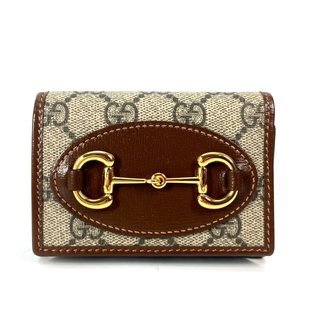 GUCCI Trifold wallet 644462 GG Supreme Canvas beige GG Supreme Horsebit Women