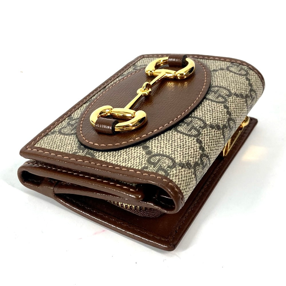 GUCCI Trifold wallet 644462 GG Supreme Canvas beige GG Supreme Horsebit Women