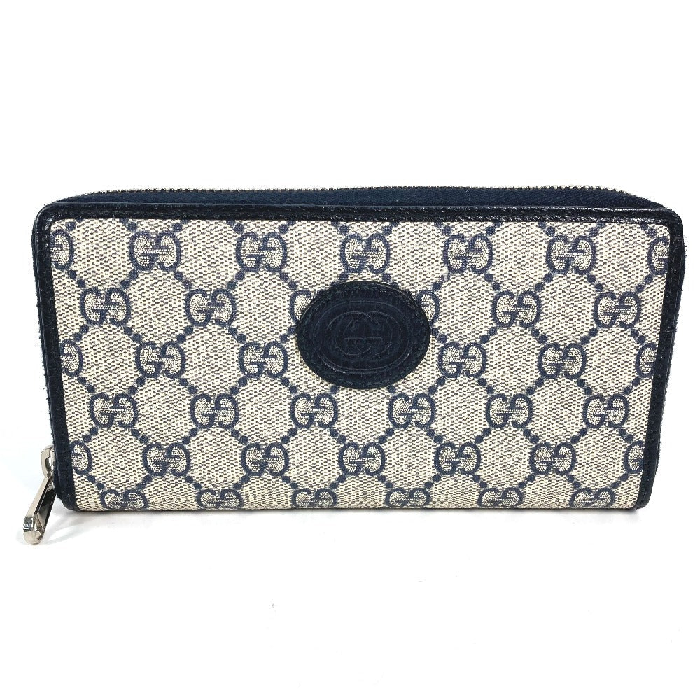 GUCCI Long Wallet Purse 673003 PVC leather Navy Guccisima Interlocking G Zip Around Wallet Women