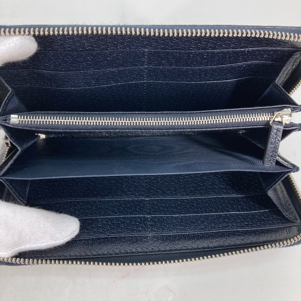 GUCCI Long Wallet Purse 673003 PVC leather Navy Guccisima Interlocking G Zip Around Wallet Women