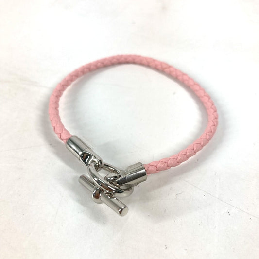 HERMES bracelet leather pink Braid Grenan Women  d