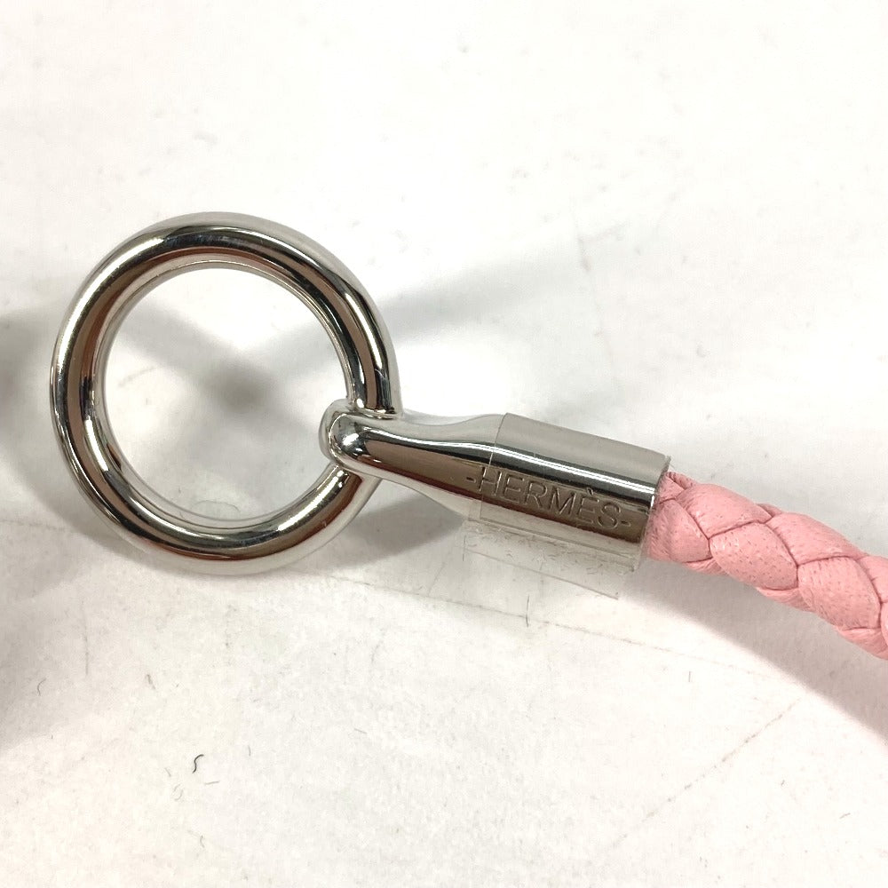 HERMES bracelet leather pink Braid Grenan Women  d